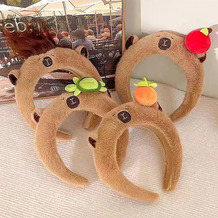 Kawaii Capybara Plush Headband – Cute Soft Animal Hair Accessory | 4 Designs