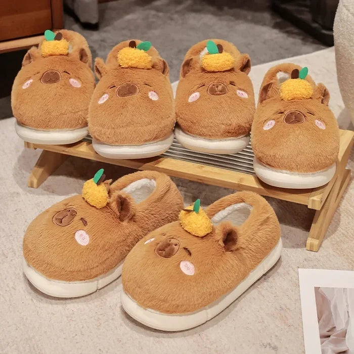 Kawaii Capybara Slippers – Cute Plush House Shoes | EU 37-44 | Size Chart Included
