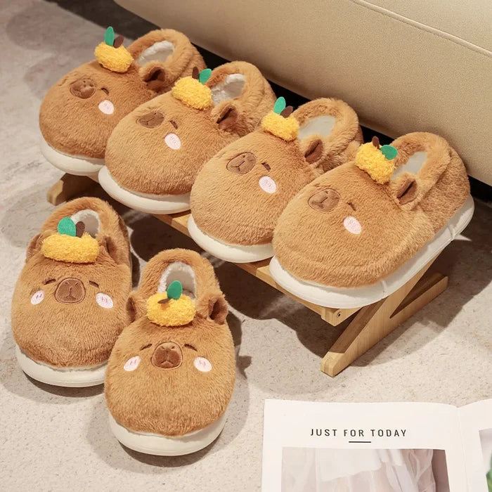Kawaii Capybara Slippers – Cute Plush House Shoes | EU 37-44 | Size Chart Included