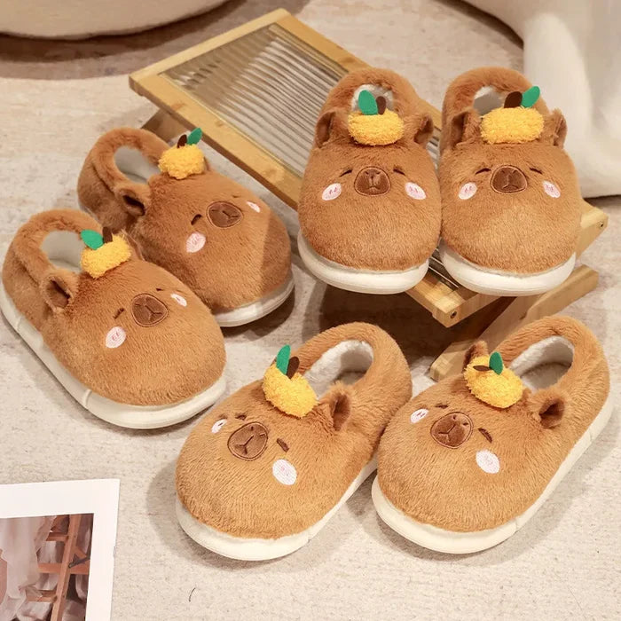 Kawaii Capybara Slippers – Cute Plush House Shoes | EU 37-44 | Size Chart Included