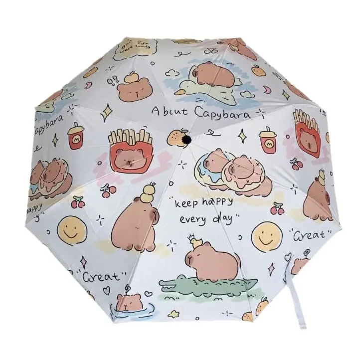Kawaii Capybara Umbrella | 3-Fold Rain & UPF 50+ Sun Umbrella