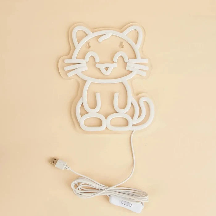 Kawaii Cat Neon Light – Cute LED-Style Room Decor | 5V USB Powered