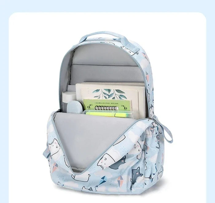 Kawaii Cats with Kites Backpack – Waterproof Polyester Bag | Medium & Large Sizes