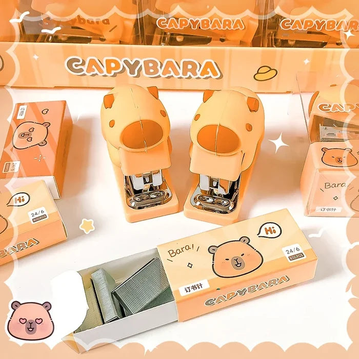 Kawaii Cute Capybara Stapler – Fun Novelty Office Stapler with Staples | Kawaii Desk Accessory