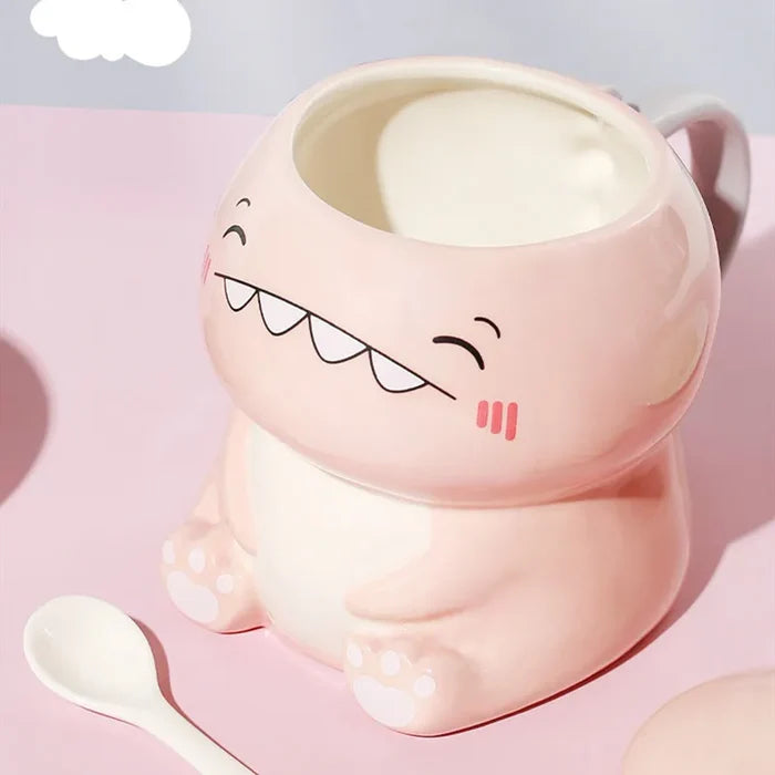 Kawaii Dinosaur Ceramic Mug – Cute 450ml Dino Cup | 3 Designs