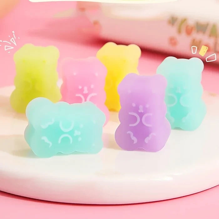 Kawaii Gummy Bear Erasers – Cute 5-Piece Bear-Shaped Rubber Eraser Set