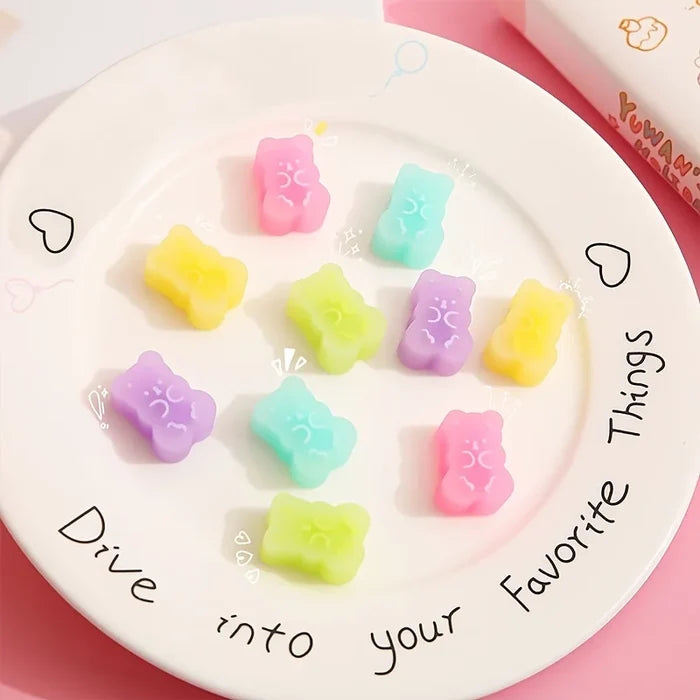 Kawaii Gummy Bear Erasers – Cute 5-Piece Bear-Shaped Rubber Eraser Set