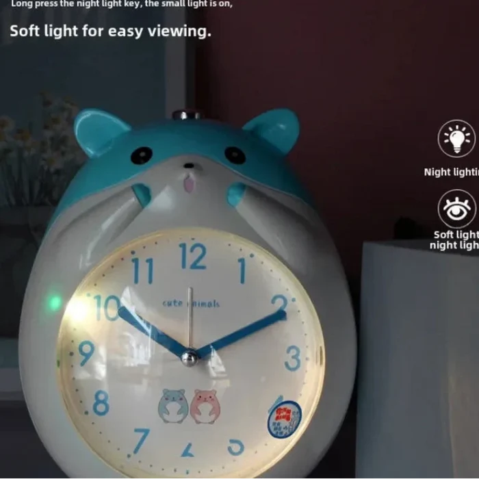 Kawaii Hamster Alarm Clock with Night Light | Kids Bedside Decor