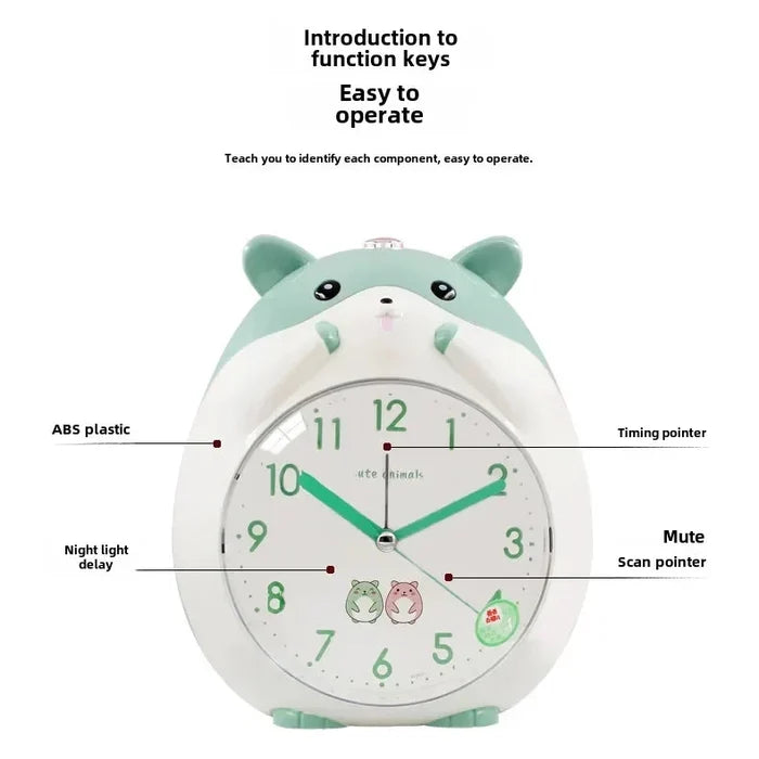 Kawaii Hamster Alarm Clock with Night Light | Kids Bedside Decor