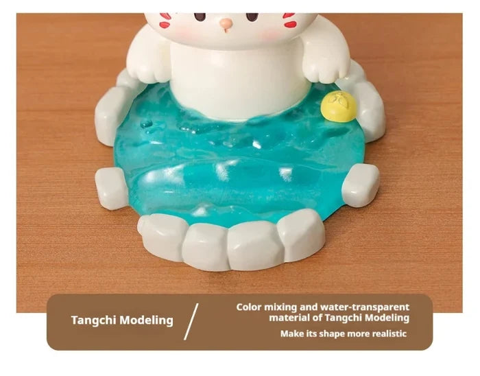 Kawaii Onsen Cat Phone Stand – Cute Cat Desk Accessory | Gift for Cat Lovers & Kawaii Fans