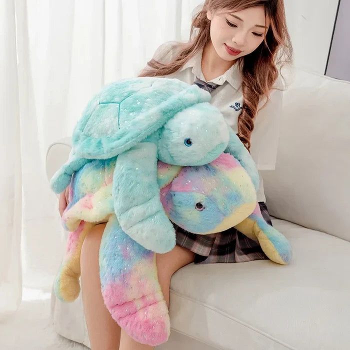 Kawaii Pastel Plush Turtle – Squishy Soft Turtle Stuffed Animal | Blue & Pink | 2 Sizes