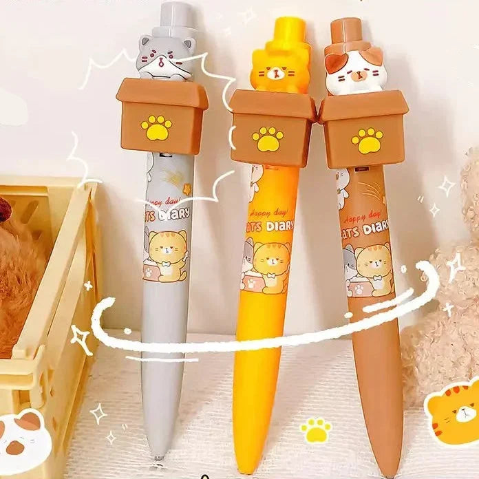 Kawaii Peek-a-Boo Cat Gel Pens | Cute Stationery Gift