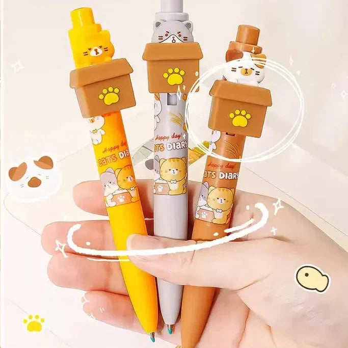 Kawaii Peek-a-Boo Cat Gel Pens | Cute Stationery Gift