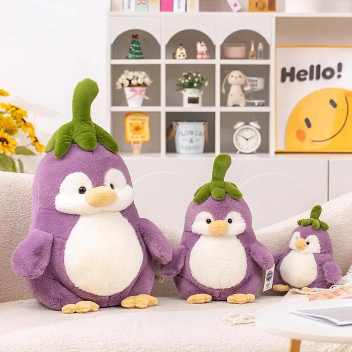 Kawaii Penguin Eggplant Plushie | Funny Vegetable Animal Toy