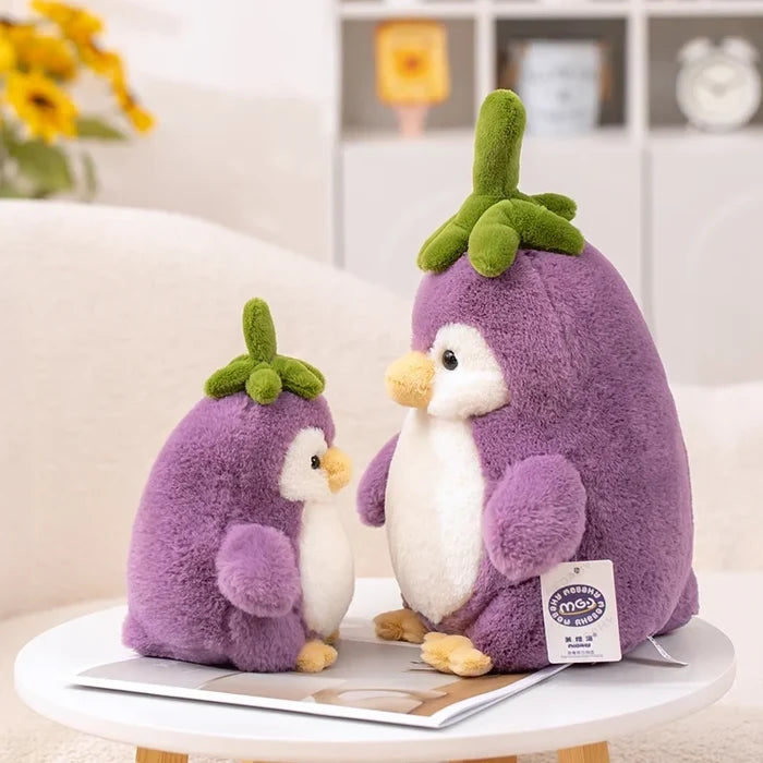 Kawaii Penguin Eggplant Plushie | Funny Vegetable Animal Toy
