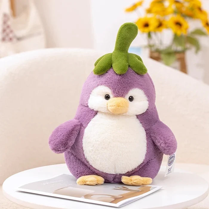 Kawaii Penguin Eggplant Plushie | Funny Vegetable Animal Toy
