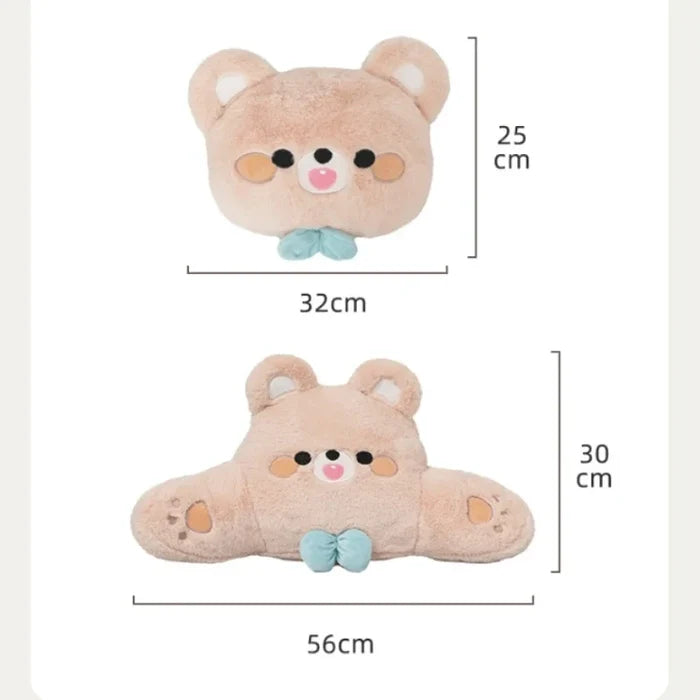 Kawaii Plush Bear Car Seat Accessories – Cute Headrest, Backrest & Pad Options