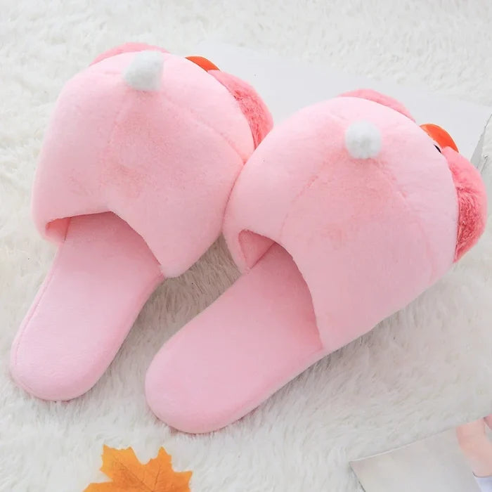 Kawaii Plush Ducky Slippers – Cute Fluffy Duck Footwear | Yellow & Pink | Sizes 36–41