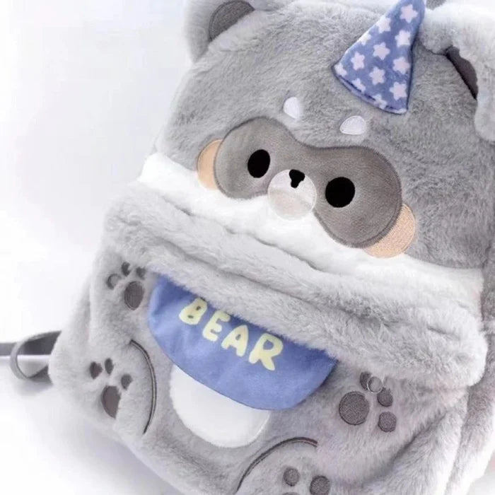 Kawaii Raccoon Bear Backpack – Cute Animal School & Everyday Bag | 28x30x10cm