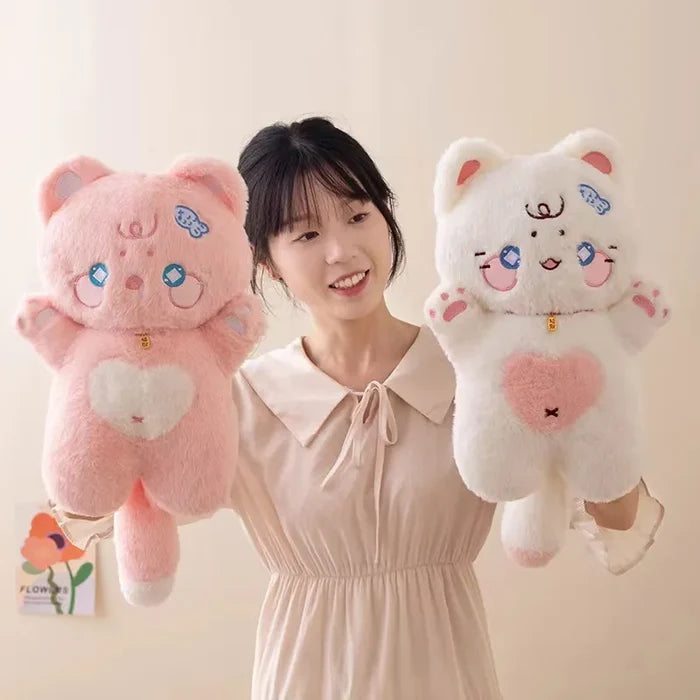 Kawaii Sweet Hugs Cat Plushie – Soft Huggable Stuffed Animal | 38cm | 3 Colours