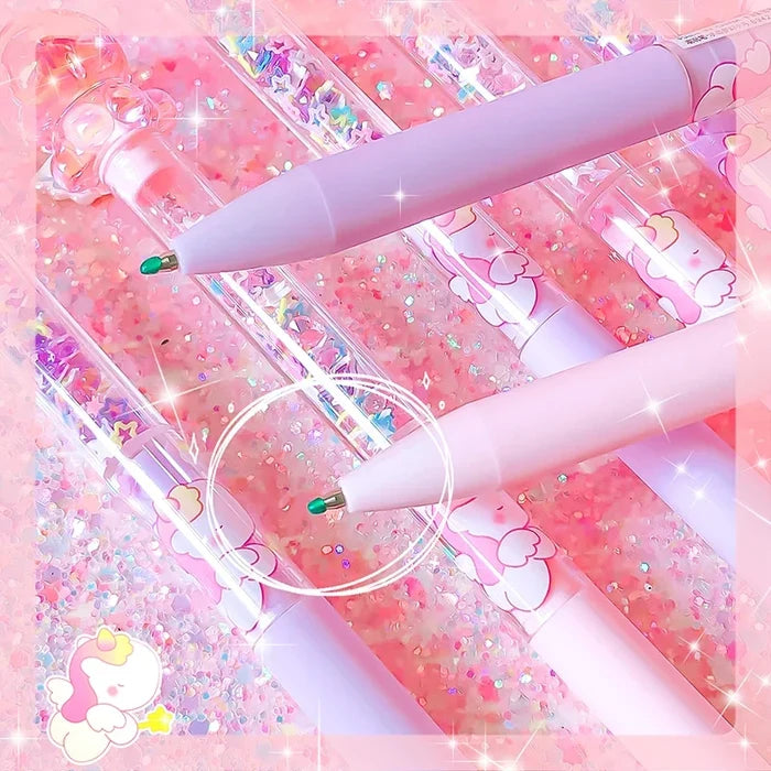 Kawaii Unicorn Friend Gel Pen – 0.5mm Black Gel Ink Pen with Unicorn Topper | Pink & Purple | Kawaii Stationery Gift