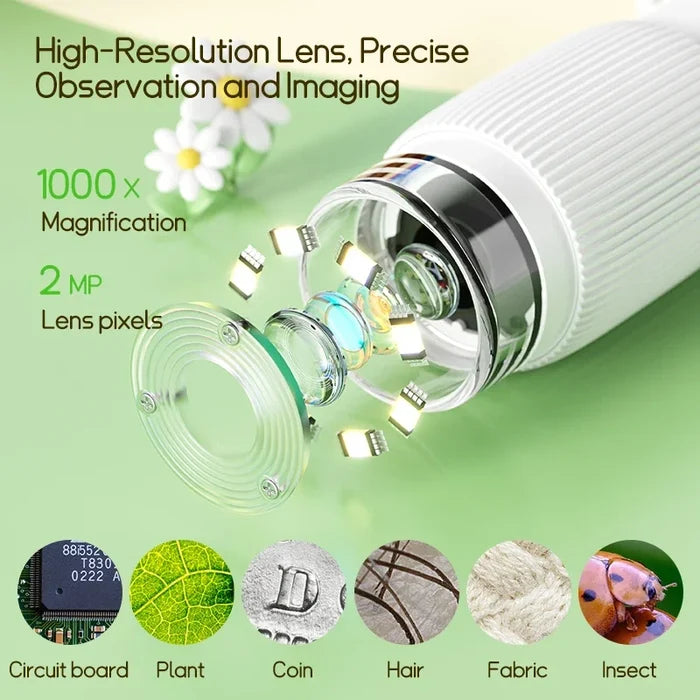 Kids Digital Microscope 1000x with Camera & LED Learning Tool