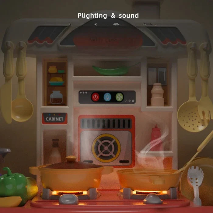 Kids Kitchen Play Set with Lights Sounds & Realistic Fun