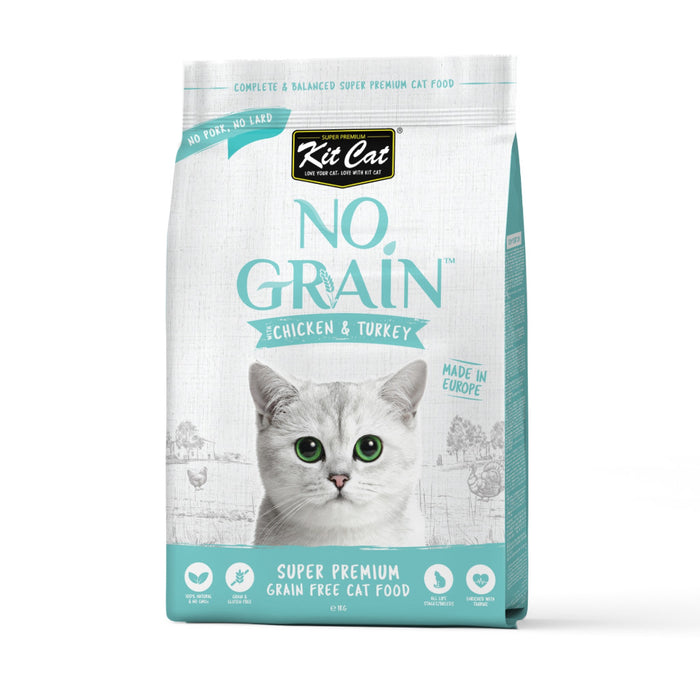 Kit Cat No Grain Dry Food for Cats 1kg / 5kg - Super Premium Grain Free Cat Food For Adult & Kitten Chicken & Turkey 1kg