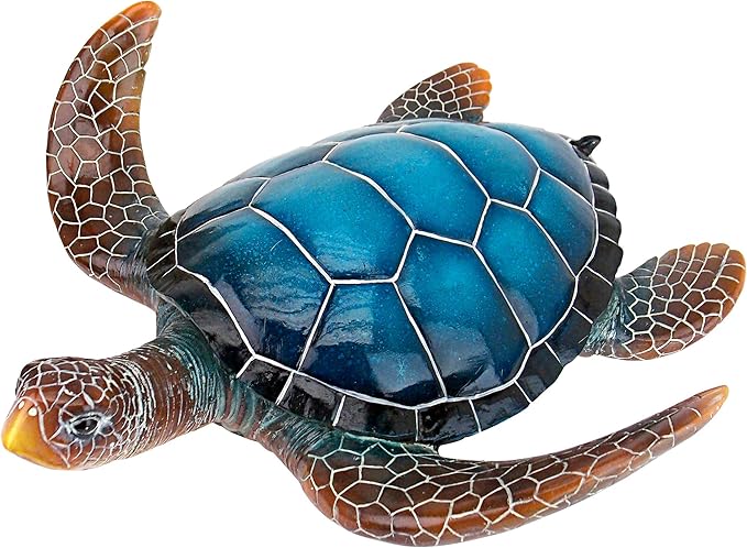 Large Sea Turtle Garden Statue - Hand-Cast Stone and Resin Ocean Decor