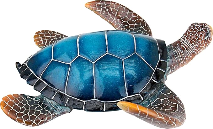 Large Sea Turtle Garden Statue - Hand-Cast Stone and Resin Ocean Decor