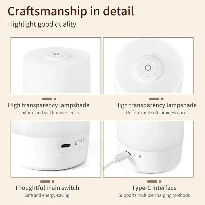 LED Touch Night Lamp – Dimmable & Remote Control Light