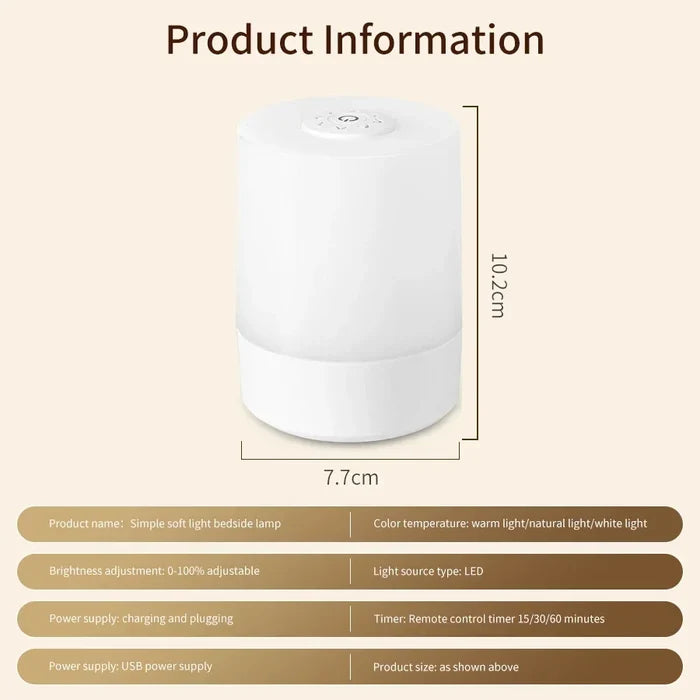 LED Touch Night Lamp – Dimmable & Remote Control Light