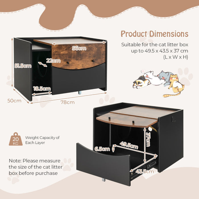 Litter Cabinet with Pull-Out Drawer