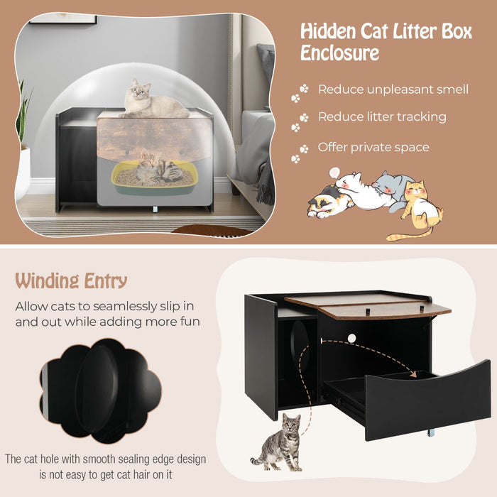 Litter Cabinet with Pull-Out Drawer