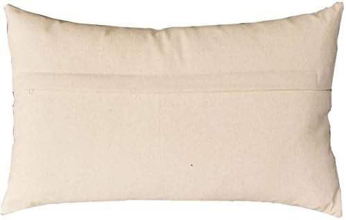 Plain lumbar pillow cover in light beige fabric with simple center seam