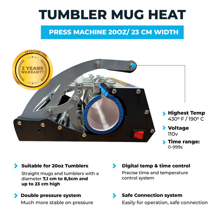 Make It Lab Heat Press Machine 20oz Tumbler Mug  (23 cm width)