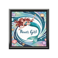 Mermaid Flower Girl Jewelry Box – Illustrated Mermaid ‘Flower Girl’ Keepsake Box | Rubberwood | Ebony Black, Golden Oak or Red Mahogany | Beach Wedding Bridal Gift
