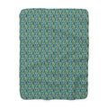 Mermaid Scale Sherpa Fleece Blanket – All-Over Teal & Ocean Scale Print | Plush Sherpa Back | 50” × 60” & 60” × 80” | Mermaid Gift