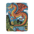 Mexican Dragon Sherpa Fleece Blanket - Folk Art Dragon Throw for Dragon Lovers, 50x60 and 60x80 Plush Sherpa Gift