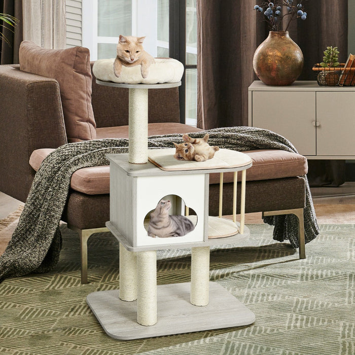 Modern cat tower with platform