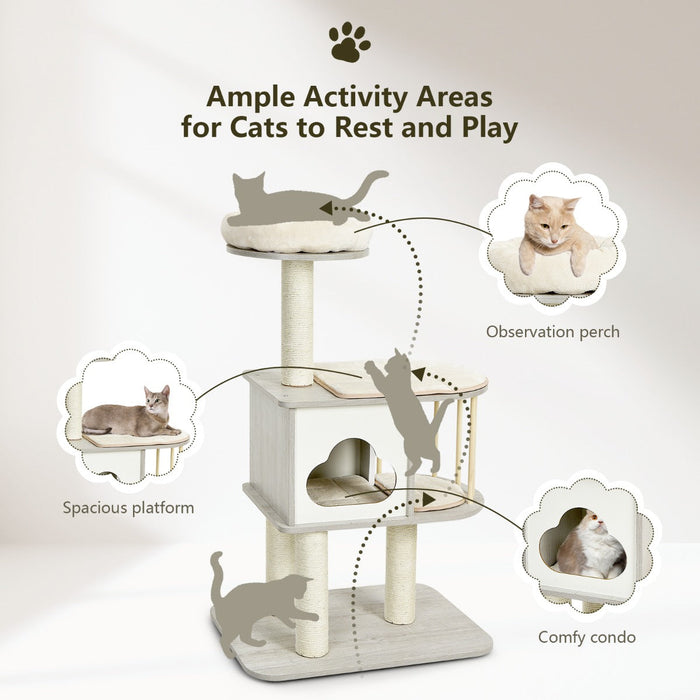 Modern Three-Tier Cat Tower with Condo