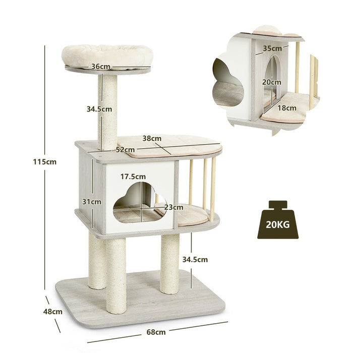 Modern Three-Tier Cat Tower with Condo
