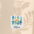 Mom Ocean Sunset Canvas Tote Bag – Watercolour Triptych Design | Polyester Canvas | 3 Sizes × 5 Strap Colours | Gift for Mom