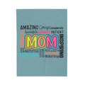 Mom Word Cloud Velveteen Plush Blanket – Amazing, Caring, Inspiring & More | Teal | Super Soft Throw | 3 Sizes | Mother’s Day Gift for Mum