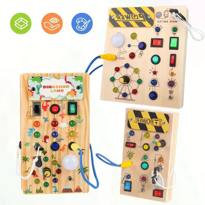 Montessori Busy Board with LED Lights for Fun Learning