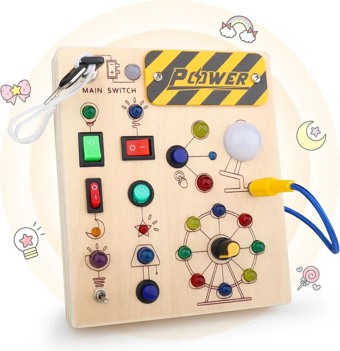 Montessori Busy Board with LED Lights for Fun Learning