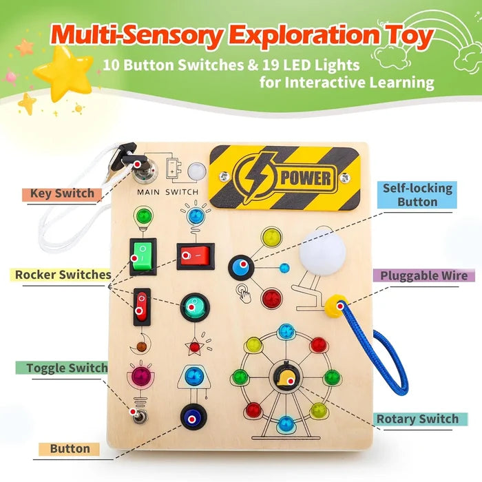 Montessori Busy Board with LED Lights for Fun Learning