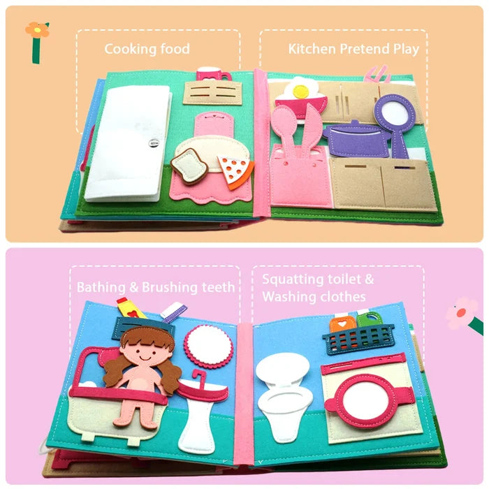 Montessori Quiet Book for Daily Skills & Sensory Learning