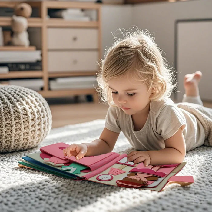 Montessori Quiet Book for Daily Skills & Sensory Learning