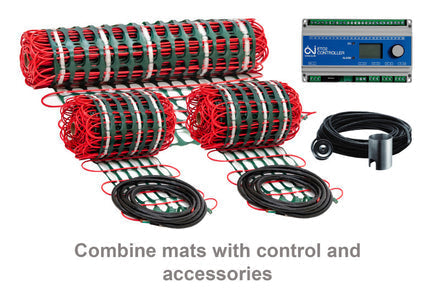 Electric Snow and Ice Melt Radiant Heat Mats and controller bundled kit system for driveways, walkways and steps